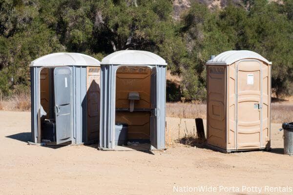 a clean row of portable restrooms for outdoor weddings or festivals in Middlefield, CT